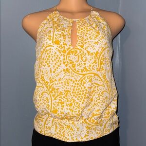 Ann Taylor Yellow Printed Halter Top - Size XXSP